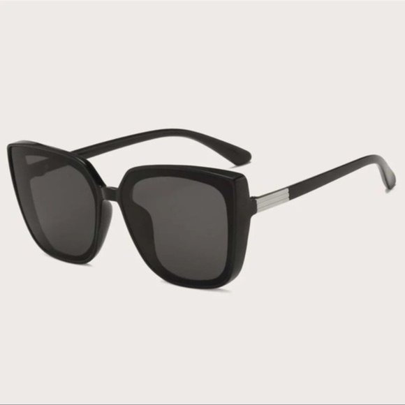 Black Oversized Square Retro Sunglasses Tinted New - Picture 3 of 5